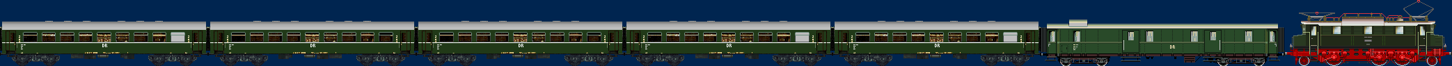 DR E04 with passenger train from Reko four axle coaches Era III und Pw4i 32