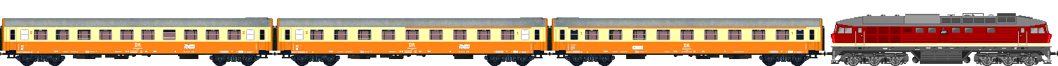DR Bautzener 24,5 m coaches in paint of the 'Städteexpress'